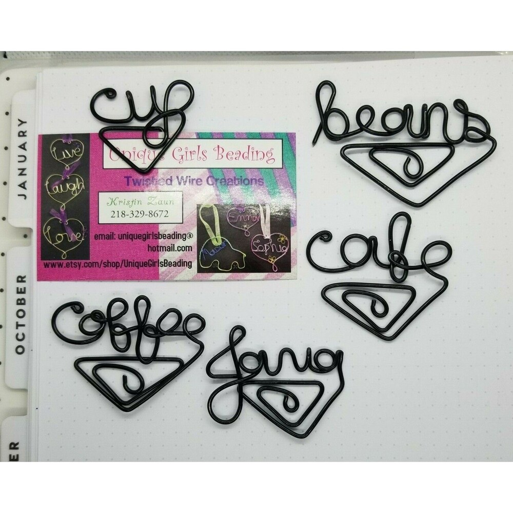COFFEE JAVA CUP Themed Paperclips & Bookmarks Set of 5 Happy Planner Accessories